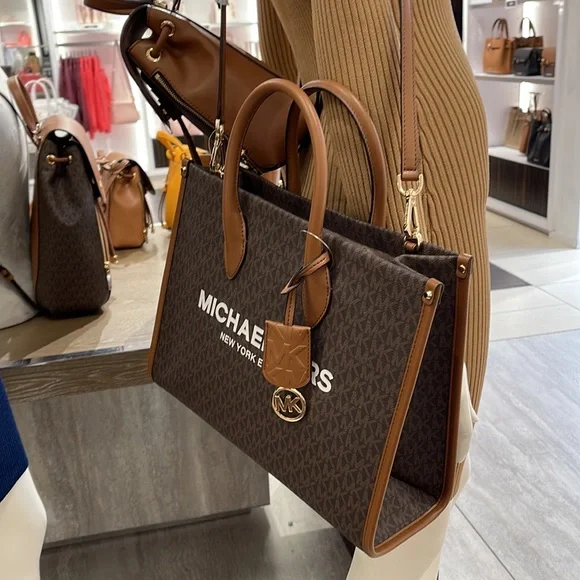 Michael Kors "Mirella" MD EW Tote Brown Shoulder Bag - 35F2G7ZT2B - Picture 12 of 16